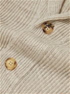 De Bonne Facture - Shawl-Collar Ribbed Organic Cotton and Linen-Blend Cardigan - Neutrals