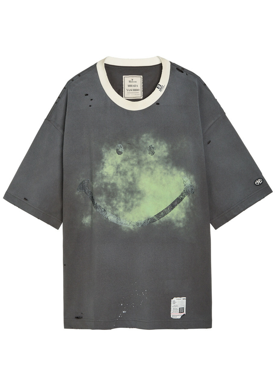 Maison MIHARA YASUHIRO Black Distressed Cat Print T-shirt Maison