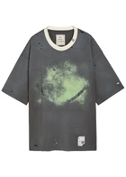 Maison Mihara Yasuhiro Distressed Printed Cotton T-shirt Black