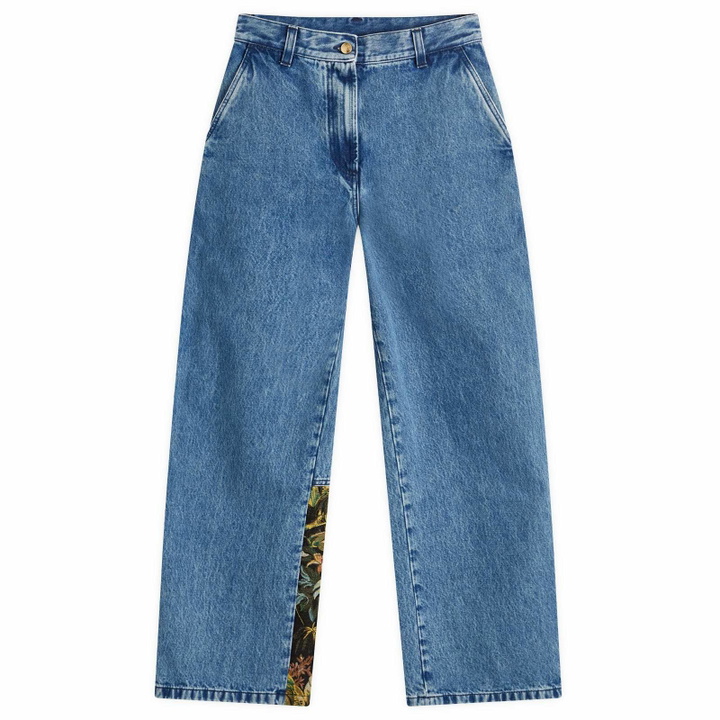 Photo: Palm Angels Women's Jungle Baggy 5 Pockets in Blue/Green