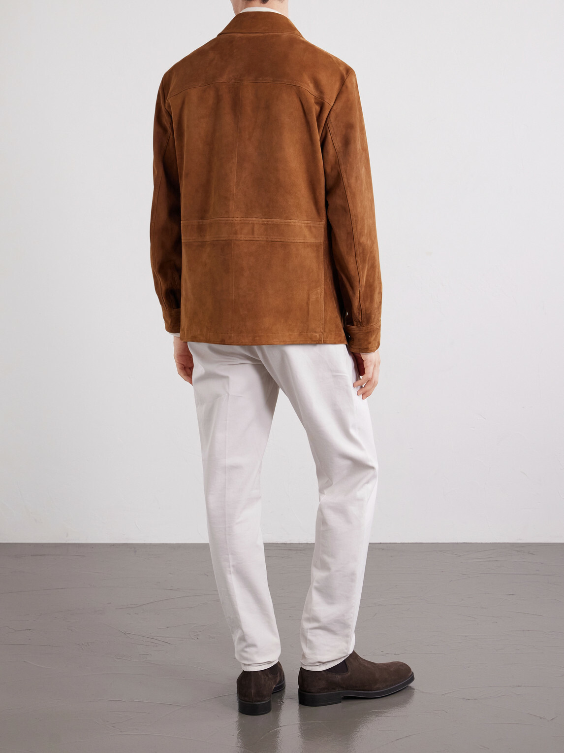 Ralph Lauren Purple label - Hollis Panelled Suede Jacket - Brown