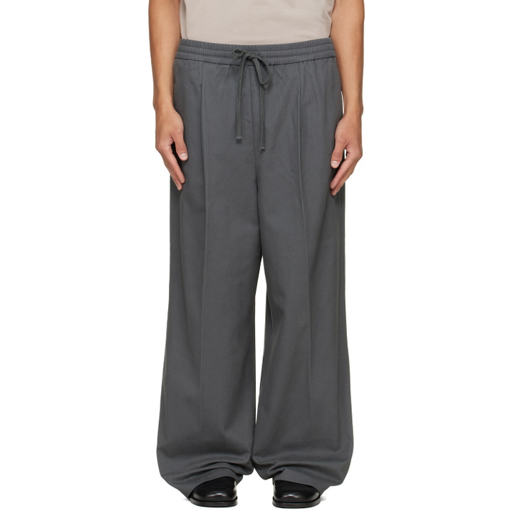 Photo: Fear of God ESSENTIALS Gray Pleat Front Drawstring Trousers