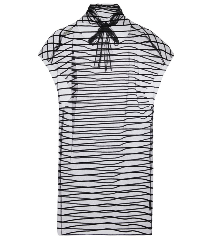Photo: Dries Van Noten - Striped mesh tie-neck top