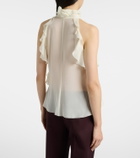 McQueen Ruffled cutout silk georgette top