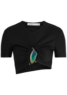 Christopher Esber Moodstone Cropped Stretch-jersey T-shirt Black
