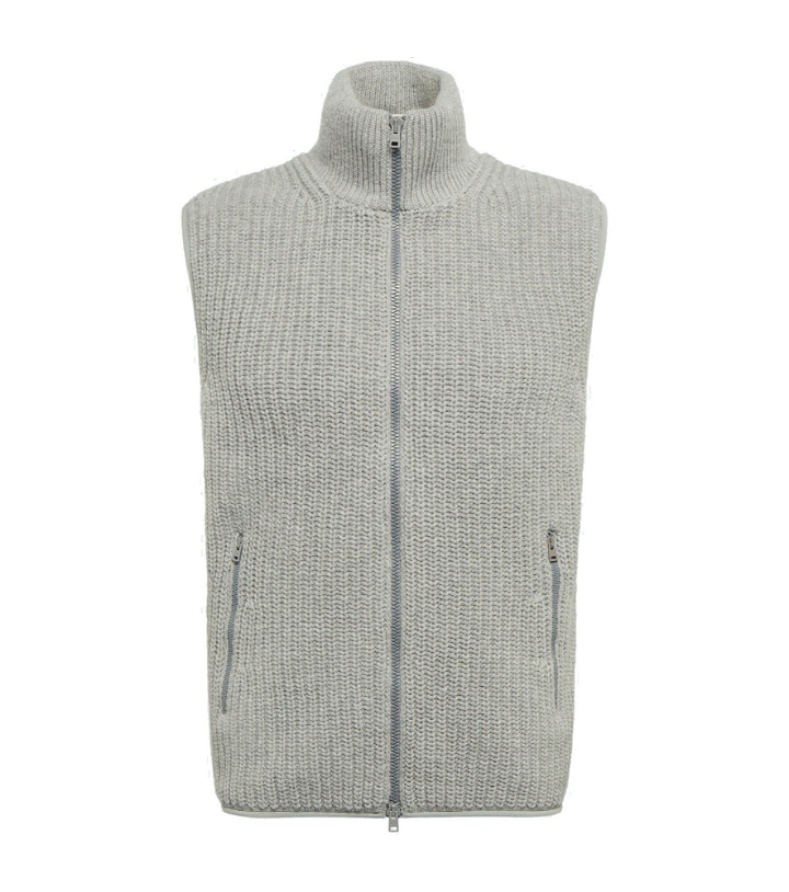 Photo: Herno - knitted vest zip-up wool cardigan