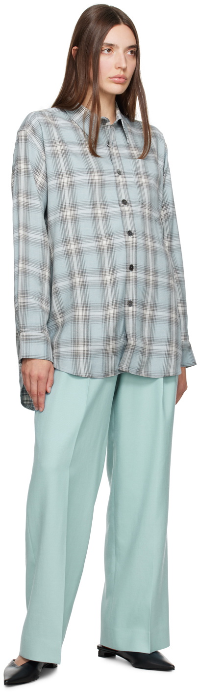 AMI Alexandre Mattiussi Blue Pleated Trousers