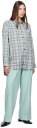 AMI Alexandre Mattiussi Blue Pleated Trousers