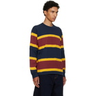 sacai Navy & Burgundy Chusen-Dyed Cotton Jersey T-shirt