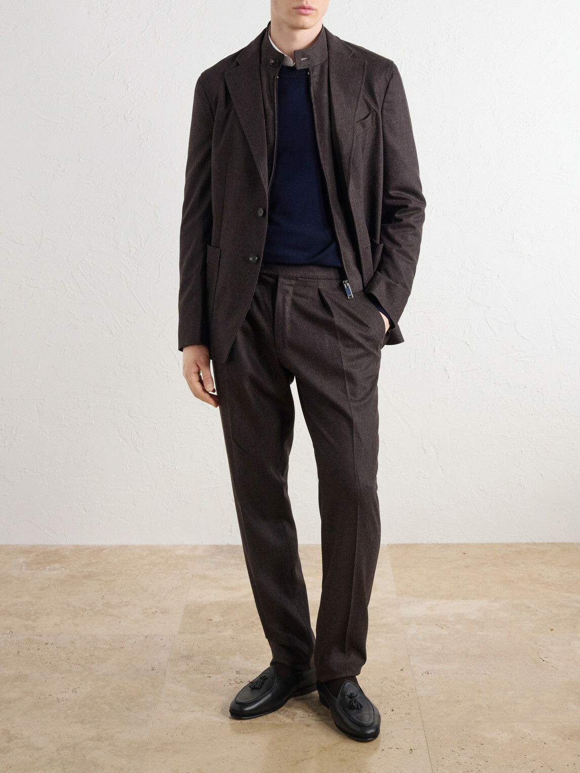 Slowear - Wool-Blend Flannel Suit Jacket - Brown