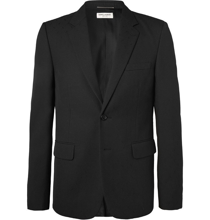 Photo: SAINT LAURENT - Black Slim-Fit Virgin Wool-Jacquard Suit Jacket - Black