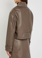 Joseph Blaise Cropped Leather Jacket Brown Light