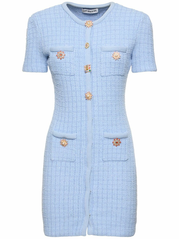 Photo: SELF-PORTRAIT Embellished Buttons Knit Mini Dress
