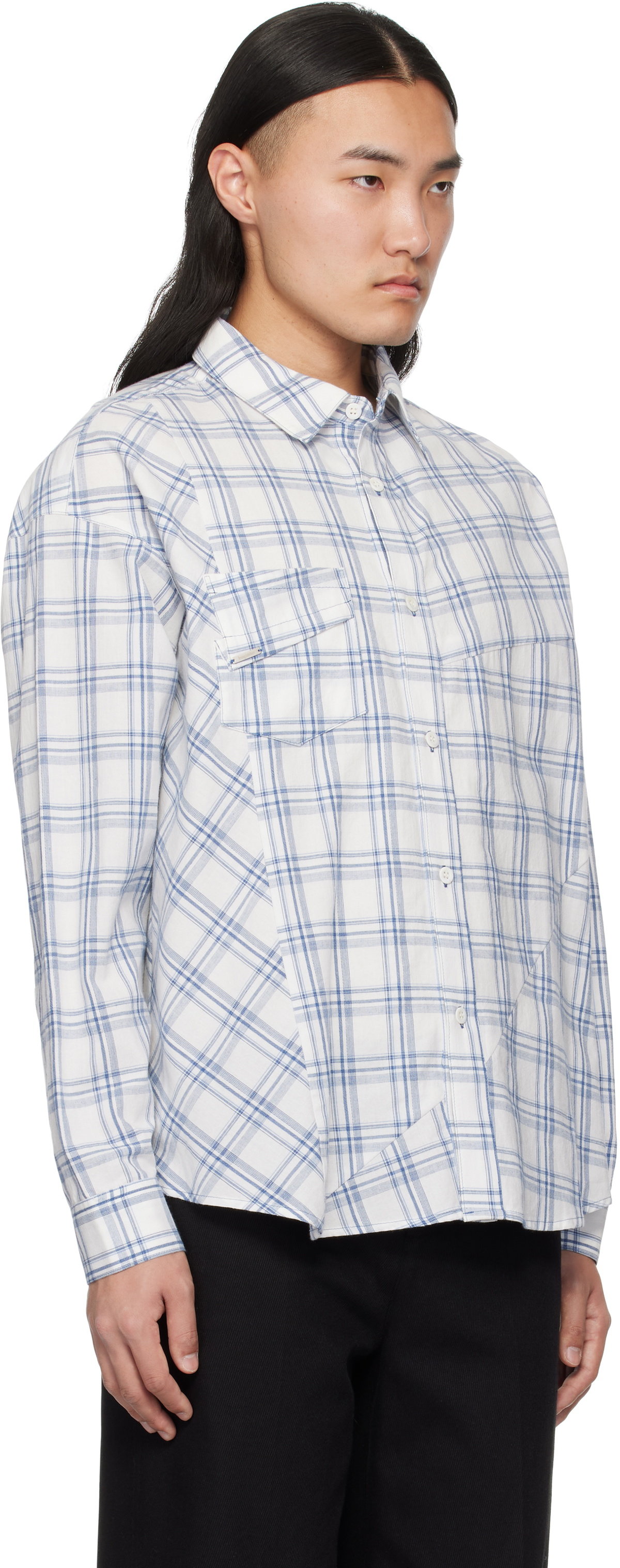 lesugiatelier Blue Sculpture Check Shirt