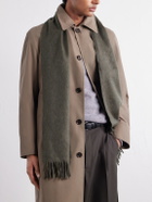 Begg & Co - Arran Solid Fringed Brushed-Cashmere Scarf - Green