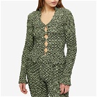 MCQ Women's Long Sleeve Shirred Top in Green Check