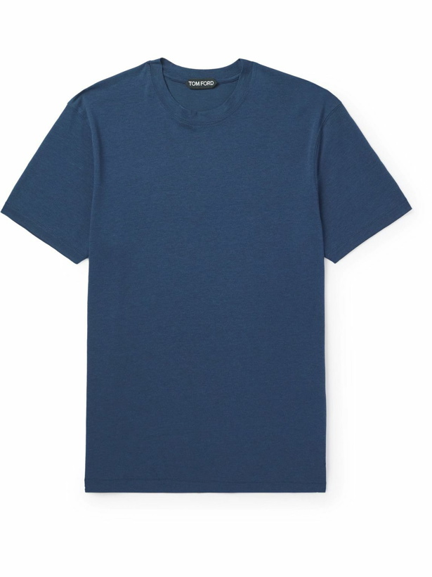 Photo: TOM FORD - Slim-Fit Lyocell and Cotton-Blend Jersey T-Shirt - Blue