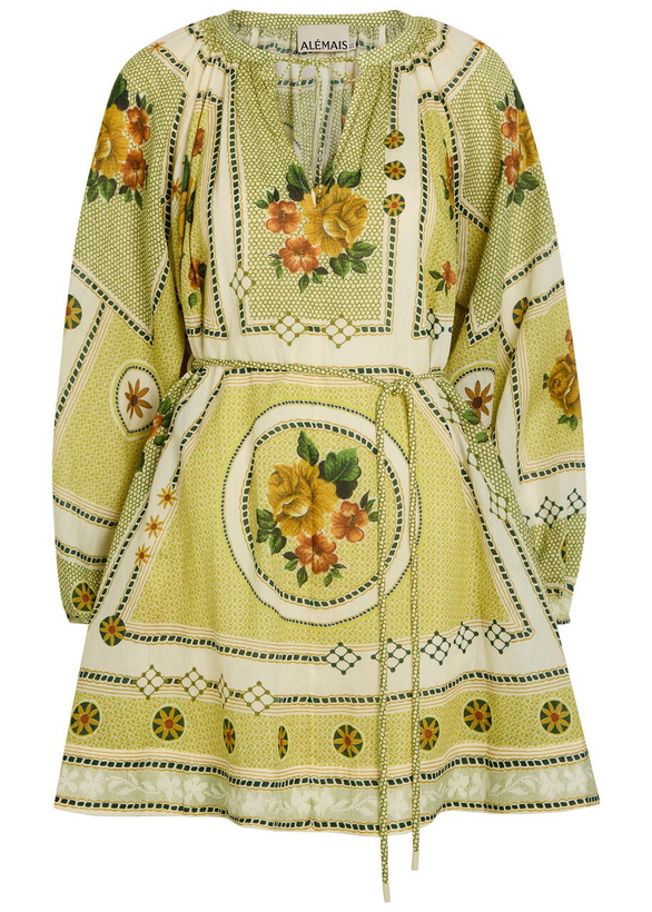 Photo: Alemais Dixie Printed Ramie Mini Dress Yellow