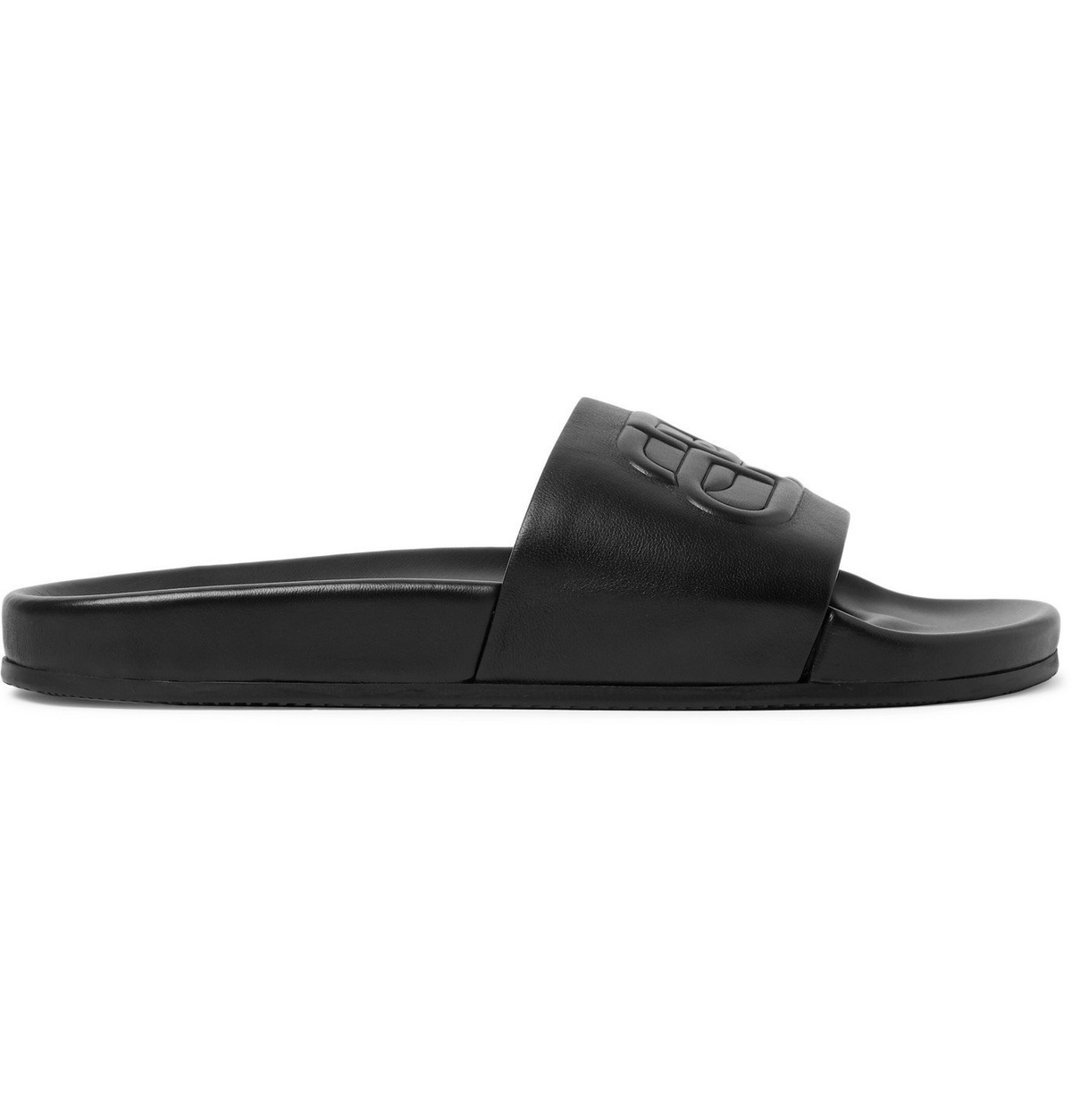 Balenciaga - Logo-Embossed Leather Slides - Black Balenciaga