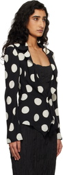 Junya Watanabe Black & Off-White Printed Georgette Blazer