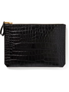 TOM FORD - Buckley Logo-Print Croc-Effect Leather Pouch