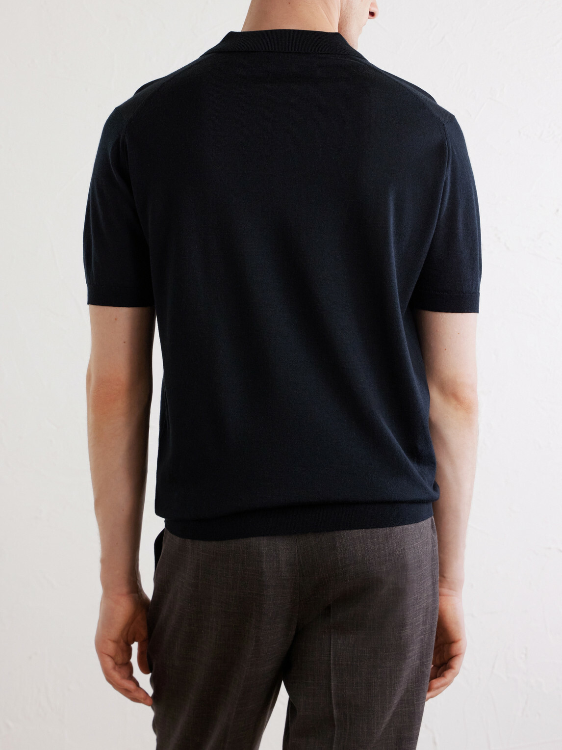 John Smedley - Macloud Knitted Merino Wool Polo Shirt - Black