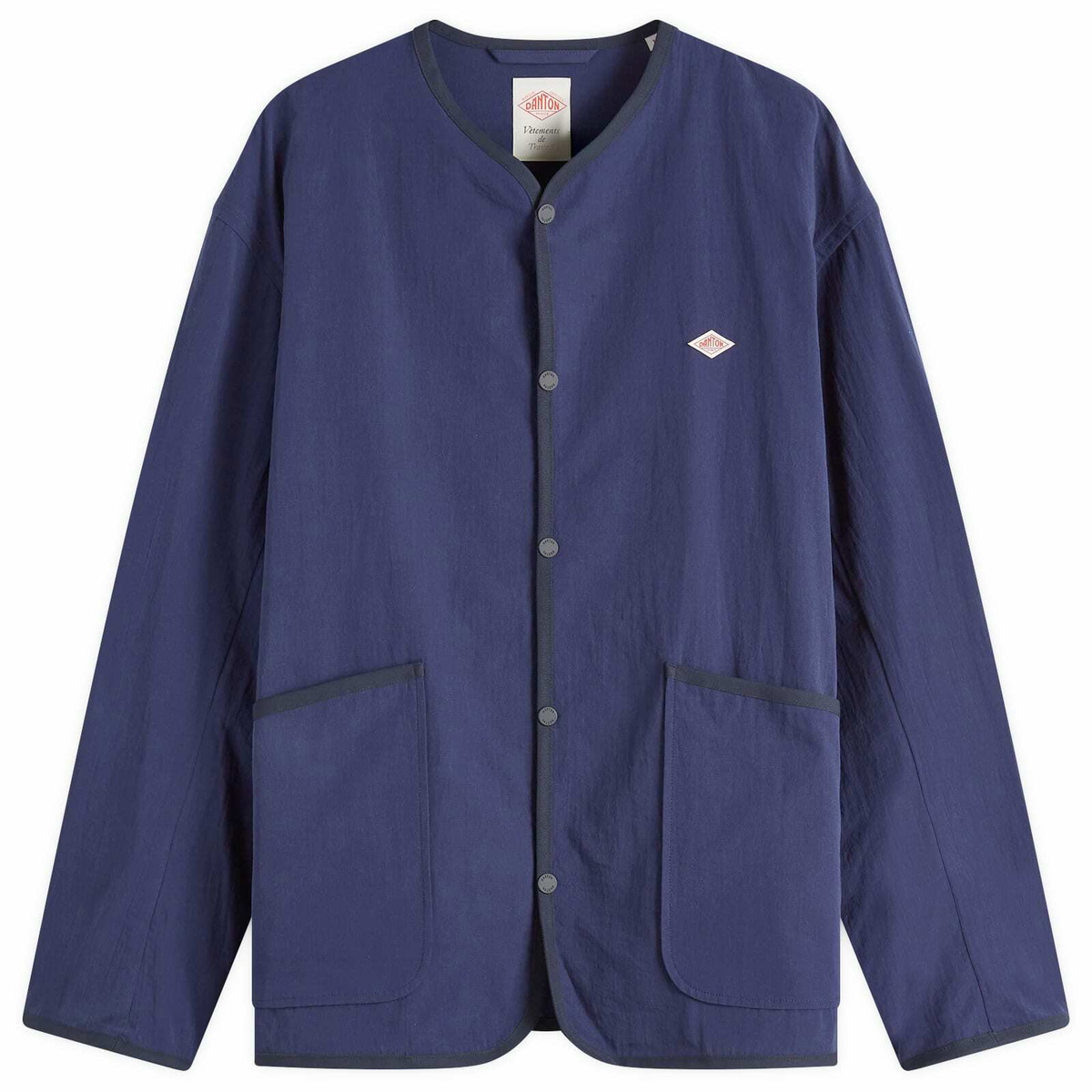 ダントン MEN’S BROAD CLOTH SHIRT CARDIGAN Danton Men's Snap Front Cardigan in Light Navy Danton