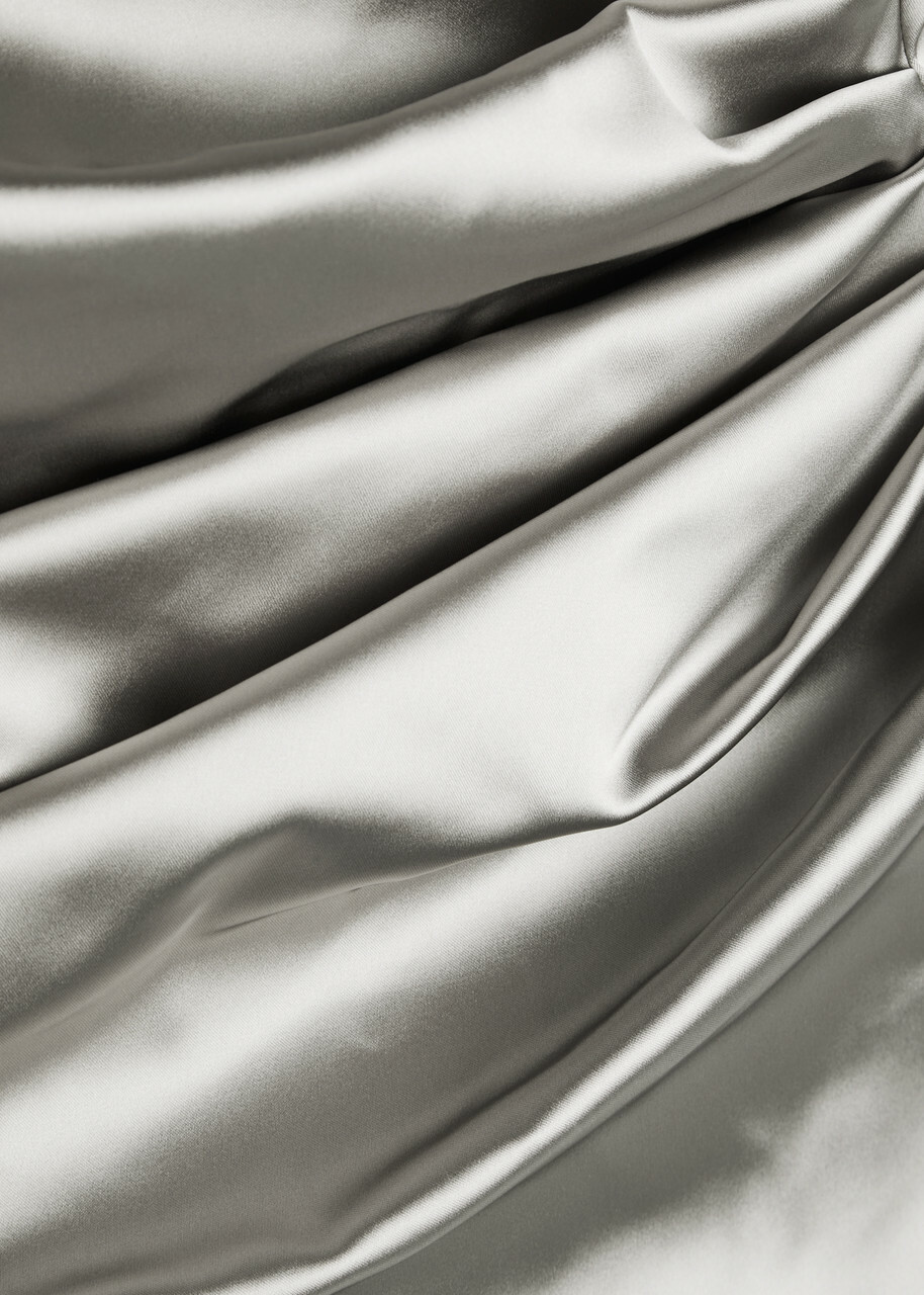 Talbot Runhof Gathered Satin Gown Grey