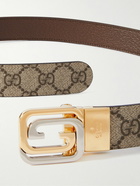 GUCCI - 3cm Reversible Monogrammed Supreme Coated-Canvas and Full-Grain Leather Belt - Neutrals