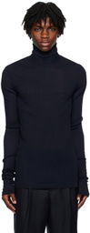 AMI Alexandre Mattiussi Navy Ribbed Turtleneck