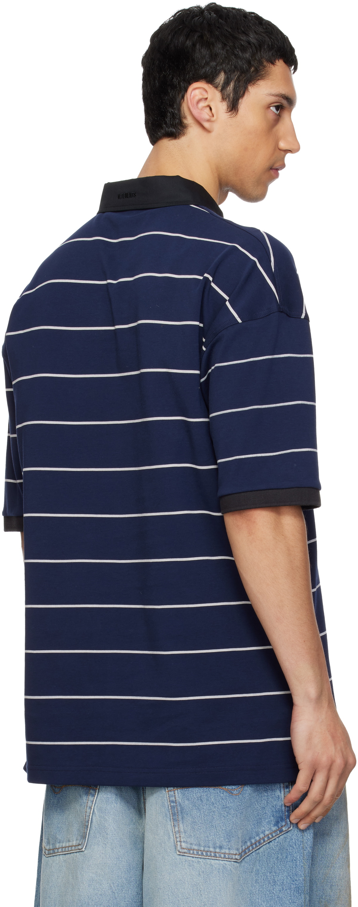 VETEMENTS Navy 'Nerd' Football Polo