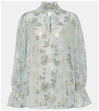 Nina Ricci Floral silk-blend jacquard blouse