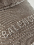 Balenciaga - Logo-Embroidered Distressed Cotton-Twill Baseball Cap - Brown