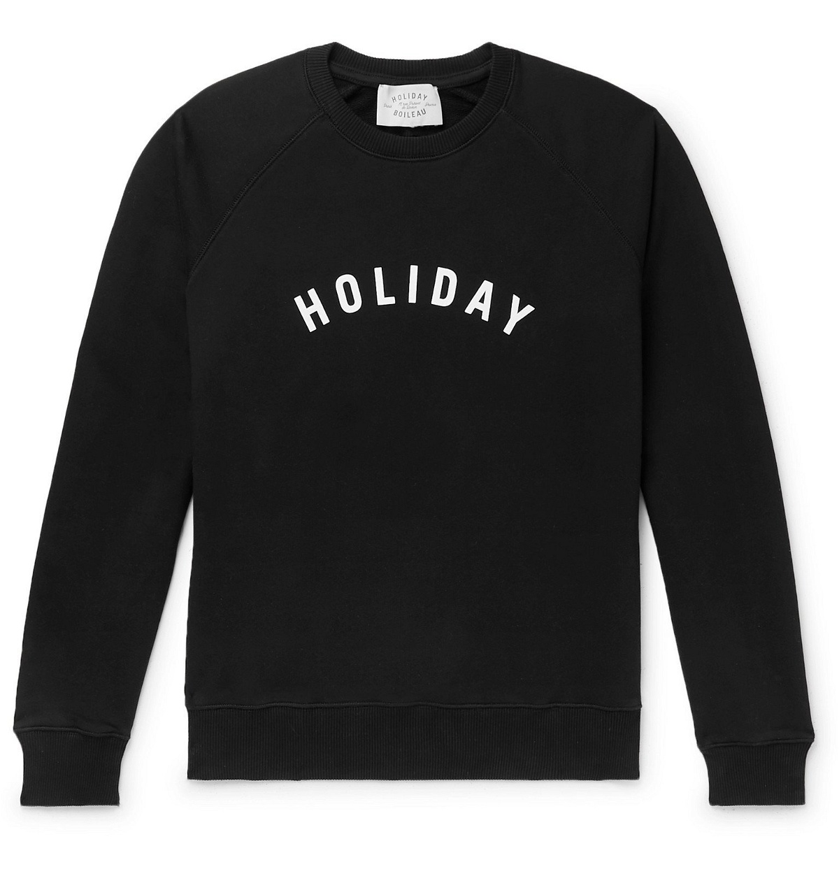 Photo: Holiday Boileau - Logo-Print Loopback Organic Cotton-Jersey Sweatshirt - Black