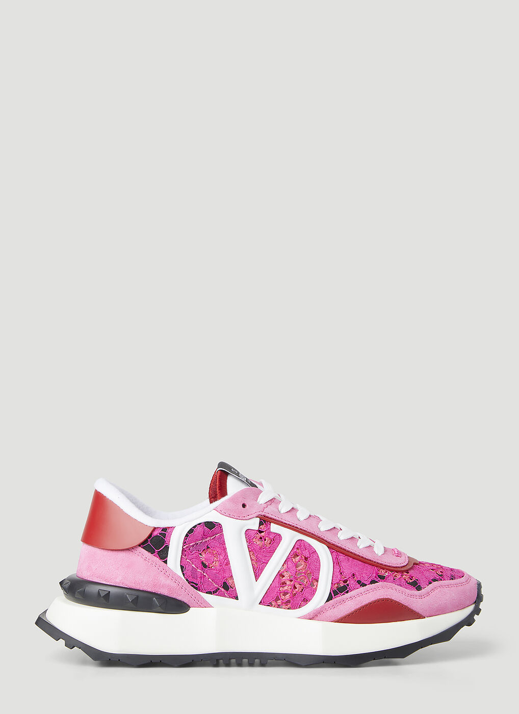 Lace Runner Sneakers in Pink Valentino