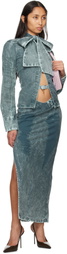 Masha Popova Blue V Cut Maxi Skirt
