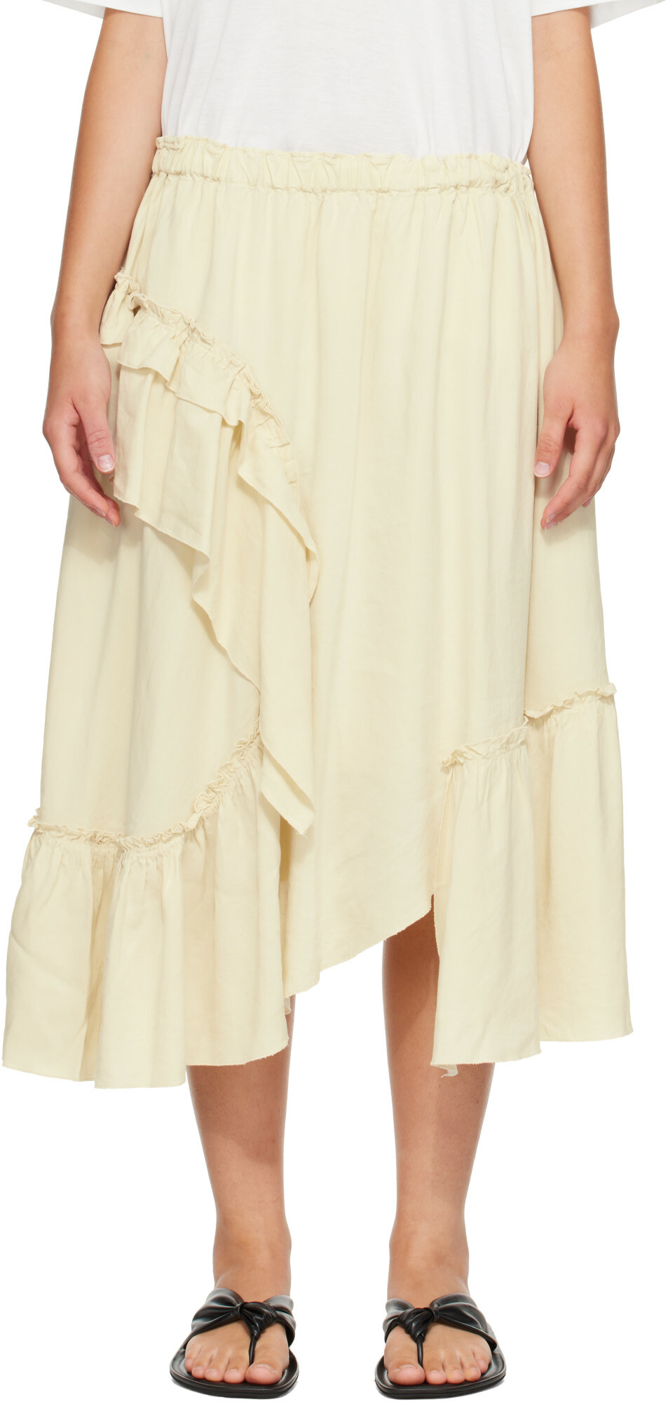 YMC Yellow Draped Midi Skirt
