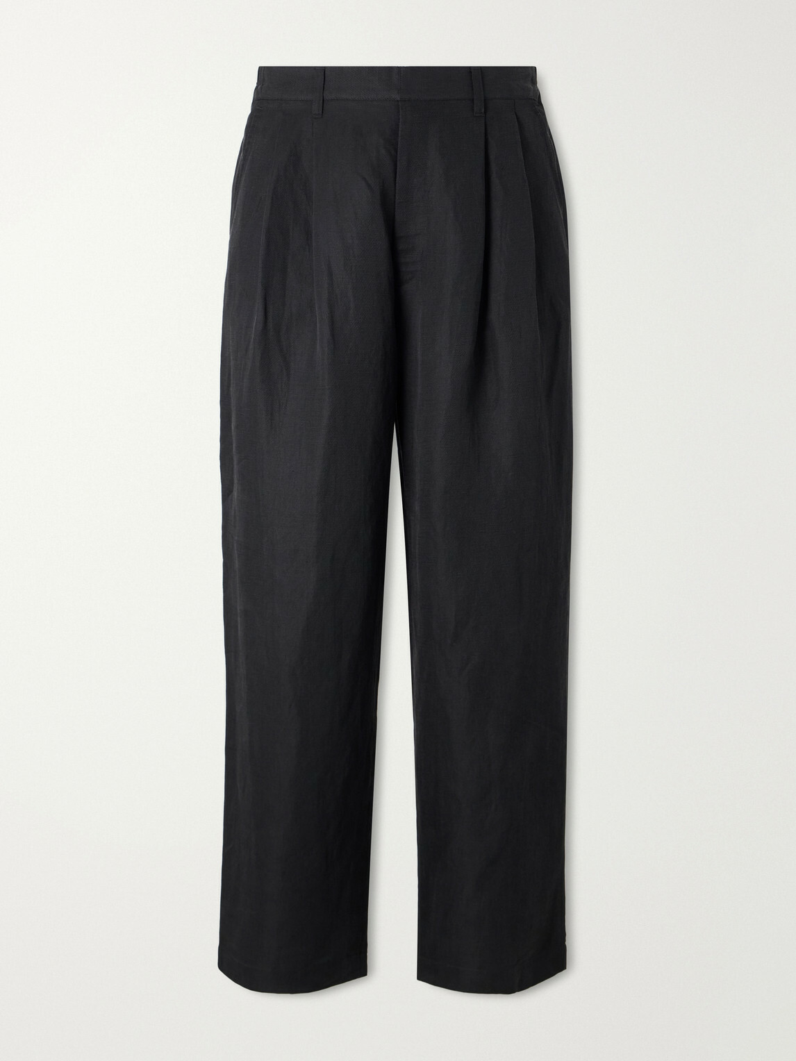 ssstein - Wide-Leg Linen and Silk-Blend Twill Trousers - Black