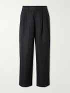 ssstein - Wide-Leg Linen and Silk-Blend Twill Trousers - Black