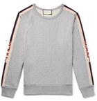 Gucci - Webbing-Trimmed Loopback Cotton-Jersey Sweatshirt - Men - Gray