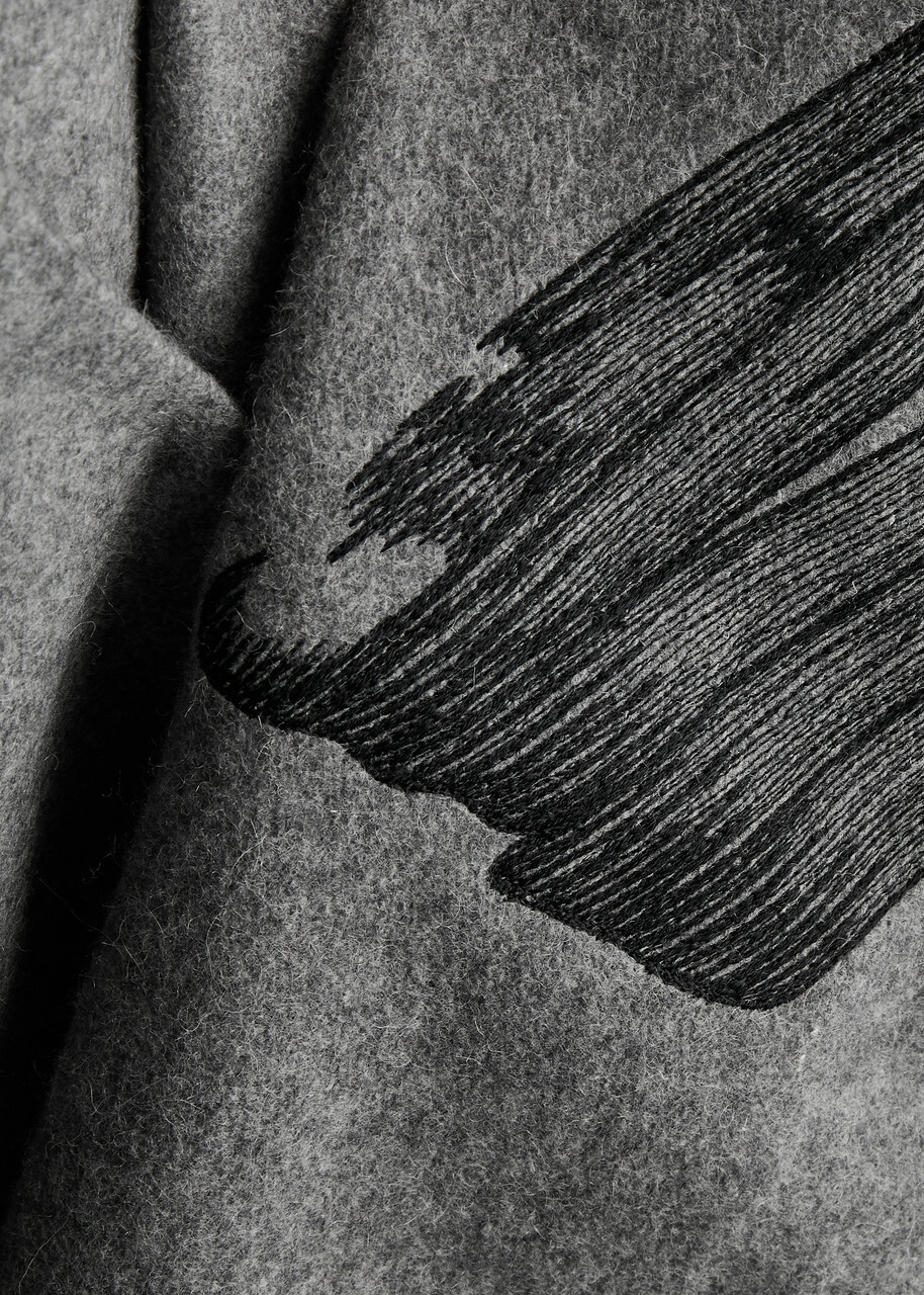 Lovebirds Printed Wool Wrap Jacket Grey