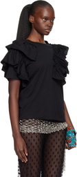 Dries Van Noten Black Ruffled T-shirt