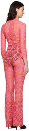 Moschino Pink Plunging Jumpsuit
