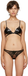 Fleur du Mal Black PVC Frankie Lace Bra