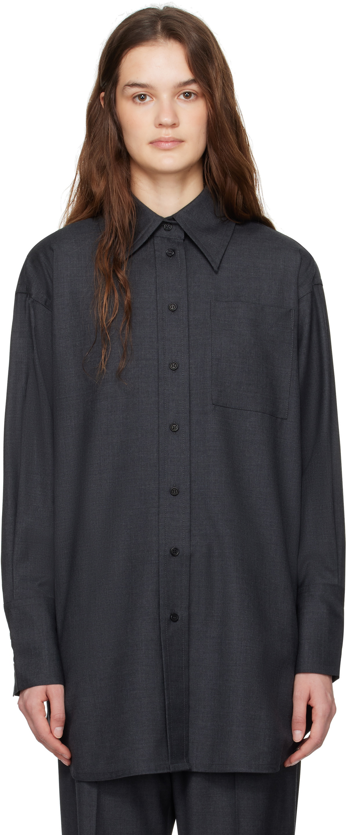 CO Gray Melange Button Down Shirt