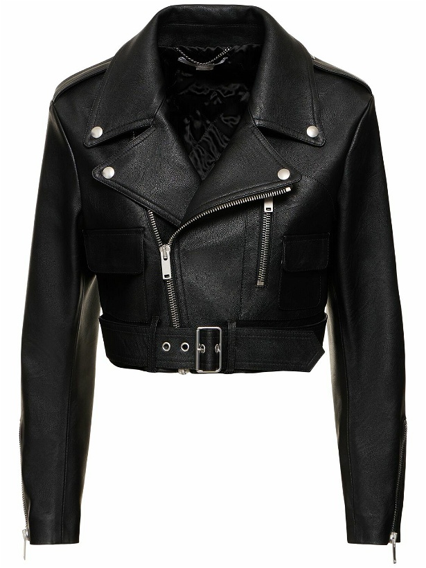 Photo: STELLA MCCARTNEY Belted Faux Leather Cropped Biker Jacket