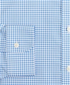 Brooks Brothers Men's Stretch Milano Slim-Fit Dress Shirt, Non-Iron Poplin Button-Down Collar Gingham | Blue