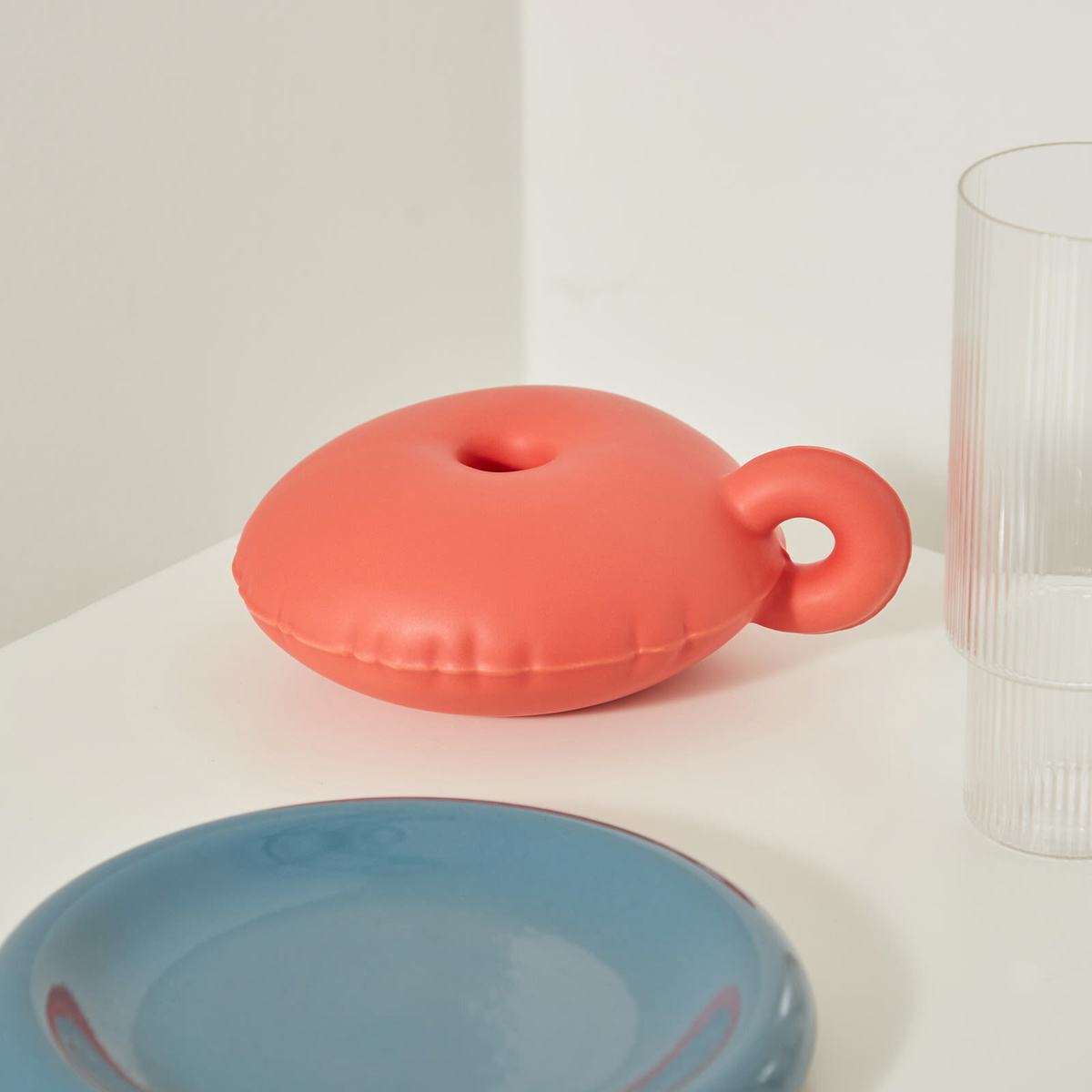 Home Studyo Candy Candle Holder in Coral Red 