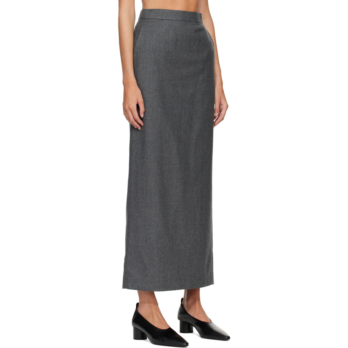 R2W Gray Melonia Wool Maxi Skirt