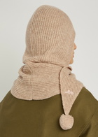 Damson Madder Pom-pom Knit Hood - Beige - One Size
